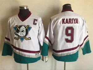 Kinder Anaheim Ducks Eishockey Trikot Retro KARIYA #9 Weiß